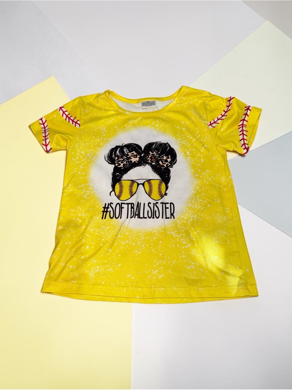 Girls' Yellow "#SoftballSister" Graphic Tee (6)